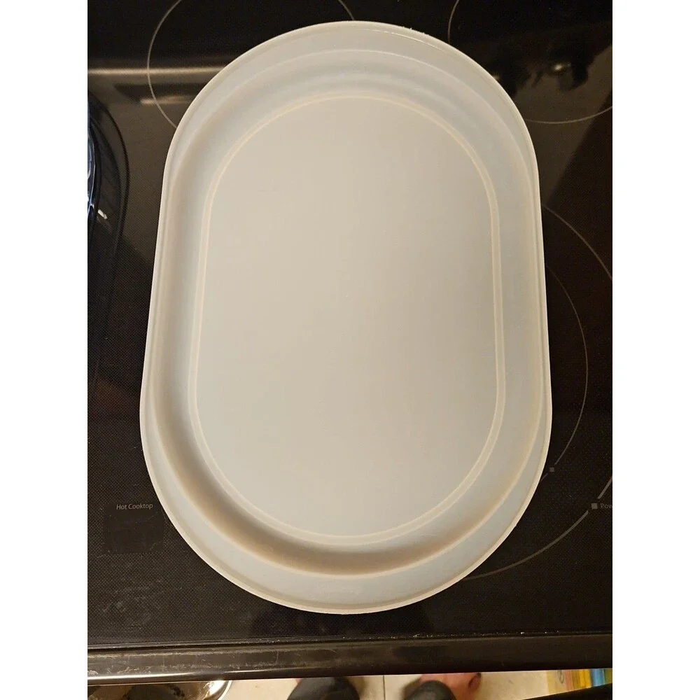 Vintage Tupperware Preludio Blue Acrylic Divided Serving Tray with Lid 2015A-1
